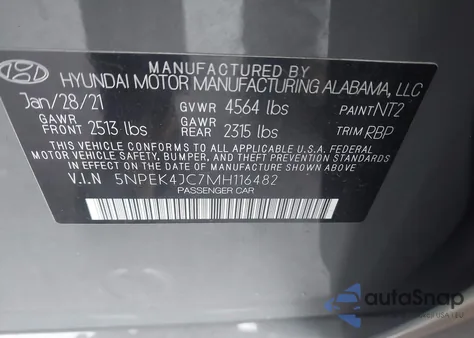 2021 Hyundai Sonata N Line from USA, damaged, VIN 5NPEK4JC7MH116482